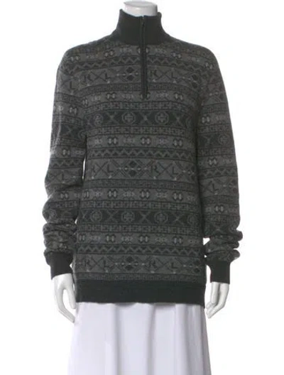Pre-owned Rlx By Ralph Lauren Lambswool Patterned Sweater In Gray