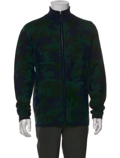 Pre-owned Rlx By Ralph Lauren Merino Wool Camouflage Print Cardigan In Black