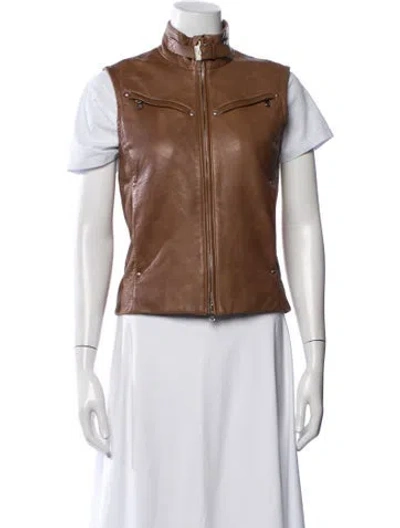 Pre-owned Rlx By Ralph Lauren Vintage Leather Vest In Brown