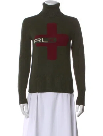Pre-owned Rlx By Ralph Lauren Wool Graphic Print Sweater In Green
