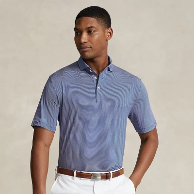 Rlx Golf Classic Fit Striped Stretch Polo Shirt In Beach Royal/ White