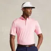 Rlx Golf Classic Fit Striped Stretch Polo Shirt In Pink