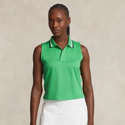 Rlx Golf Crop Tailored Fit Sleeveless Polo Shirt In Green