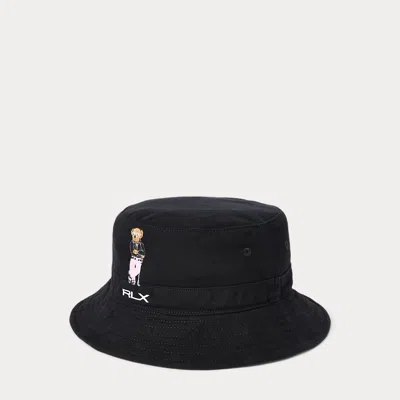 Rlx Golf Polo Bear Cotton Bucket Hat In Black