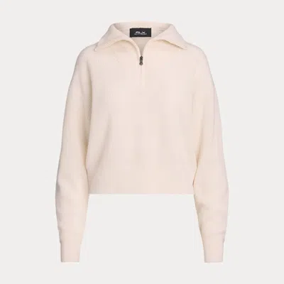 Rlx Golf Rib-knit Cashmere Half-zip Jumper In Grey