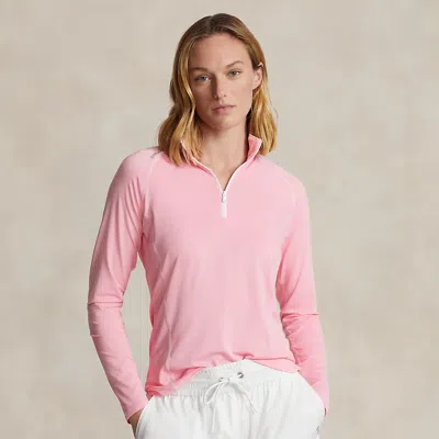 Rlx Golf Stretch Jersey Quarter-zip Pullover In Pink
