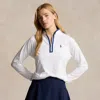 Rlx Golf Stretch Jersey Quarter-zip Pullover In White/beach Royal