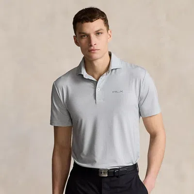 Rlx Golf Tailored Fit Houndstooth Polo Shirt In Grey
