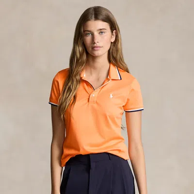Rlx Golf Tailored Fit Jersey Polo Shirt In Orange