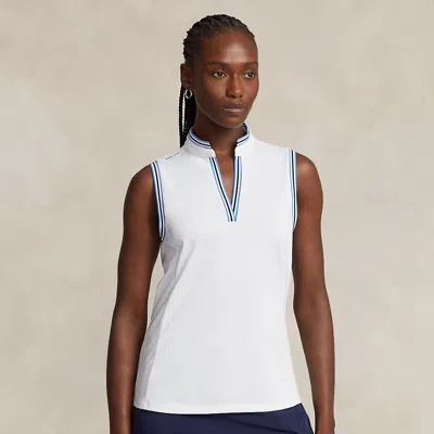 Rlx Golf Tailored Fit Pique Sleeveless Shirt In White