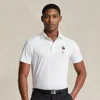 Rlx Golf Tailored Fit Polo Bear Polo Shirt In Burgundy