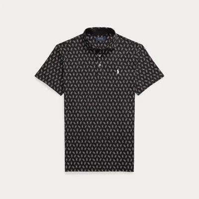 Rlx Golf Tailored Fit Print Jersey Polo Shirt In Black