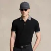 Rlx Golf Tailored Fit Stretch Mesh Polo Shirt In Black