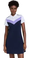 Rlx Short Sleeve Air Tech Pique Polo Dress Refined Navy/purple/white In Refined Navy/purple/white