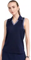 Rlx Sleeveless Tour Pique Cricket Polo Refined Navy In Refined Navy