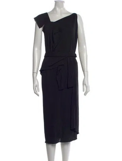 Pre-owned Rm By Roland Mouret Asymmetrical Midi Length Dress In Black