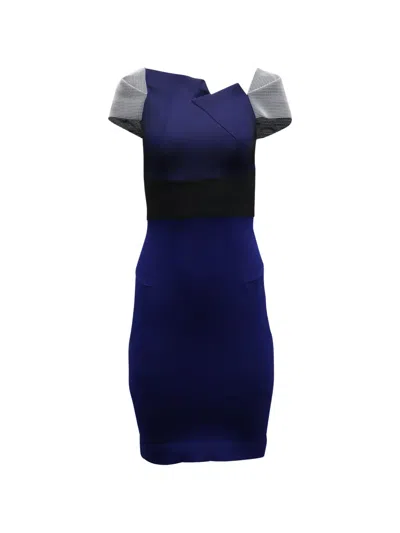 Pre-owned Rm By Roland Mouret Contrast-sleeve Dress In Blue