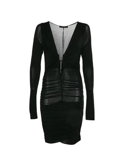 Pre-owned Rm By Roland Mouret Jordana Ruched Mini Dress In Black