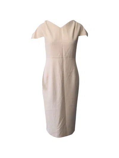 Pre-owned Rm By Roland Mouret Midi Sheath Dress In Neutral
