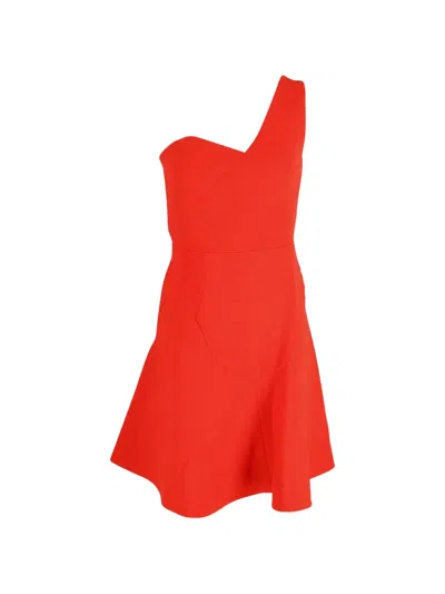 Pre-owned Rm By Roland Mouret One-strap Ruffled Mini Dress In Orange