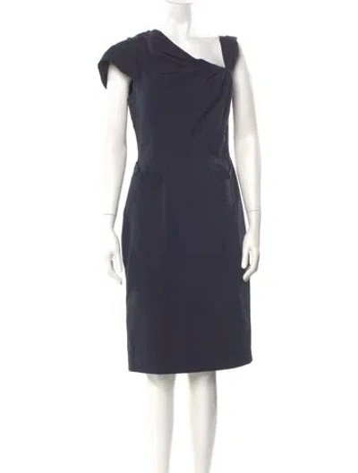 Pre-owned Rm By Roland Mouret One-shoulder Knee-length Dress In Blue