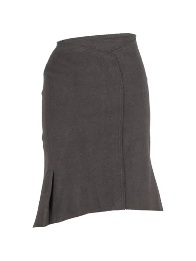 Pre-owned Rm By Roland Mouret Plated Asymmetrical Midi Skirt In Gray