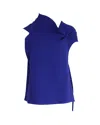Rm By Roland Mouret Roland Mouret Asymmetric Stylized Top In Blue Wool In Blue