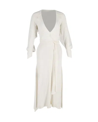Rm By Roland Mouret Roland Mouret Belted Plunging Neckline Dress In Cream Cotton In White