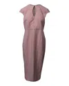 Rm By Roland Mouret Roland Mouret Chiswell Key Hole Sheath Dress In Pink Polyester In Pink