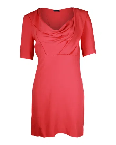 Rm By Roland Mouret Roland Mouret Cowl Neck Mini Dress In Coral Viscose In Pink