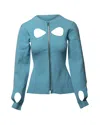 Rm By Roland Mouret Roland Mouret Cut Out Longsleeve Top In Blue Polyester In Blue