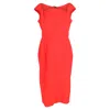 Rm By Roland Mouret Roland Mouret Matlock Square-neck Cap-sleeve Sheath Dress In Red Cotton In Red