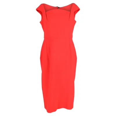 Rm By Roland Mouret Roland Mouret Matlock Square-neck Cap-sleeve Sheath Dress In Red Cotton