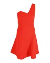 Rm By Roland Mouret Roland Mouret One-strap Flared Mini Dress In Orange Wool In Orange