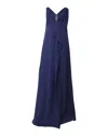 Rm By Roland Mouret Roland Mouret Sleeveless V-neck Long Dress In Navy Blue Polyester In Blue