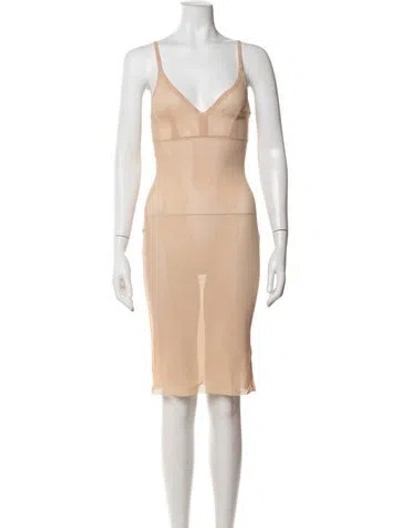 Pre-owned Rm By Roland Mouret V-neck Midi Length Dress In Neutrals