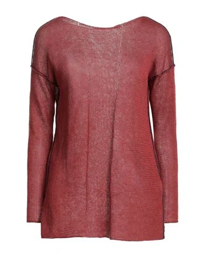 R.m. Knitwear R. M. Knitwear Woman Sweater Brick Size S Linen In Red