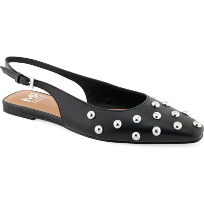 Rm Rebecca Minkoff Davina Faux Leather Studded Slingback Flat In Black