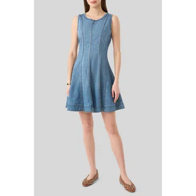 Rm Rebecca Minkoff Fit And Flare Denim Dress In Brown