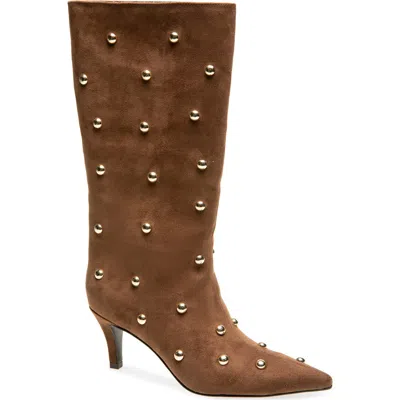 Rm Rebecca Minkoff Heidi Studded Boot In Mocha Faux Suede