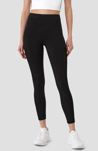 Rm Rebecca Minkoff High Waist Mesh Panel Crop Leggings In Black