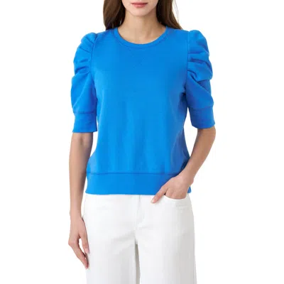 Rm Rebecca Minkoff Janine Puff Sleeve Sweatshirt In Blue