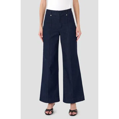 Rm Rebecca Minkoff Pintuck High Waist Wide Leg Jeans In Blue