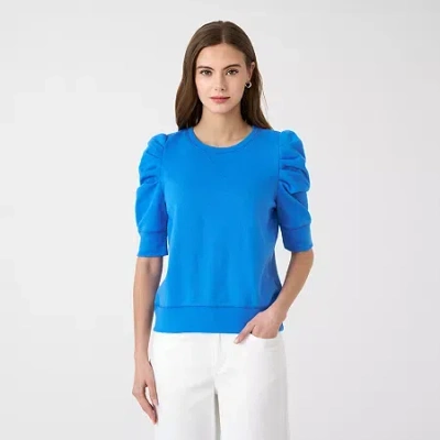 Rm Rebecca Minkoff Womens Crew Neck Elbow Sleeve Sweatshirt In Blue