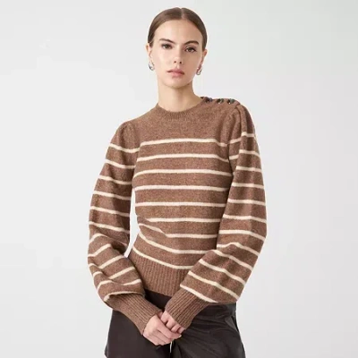 Rm Rebecca Minkoff Womens Crew Neck Long Sleeve Pullover Sweater In Brown