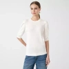 Rm Rebecca Minkoff Womens Crew Neck Short Sleeve Pullover Sweater In White