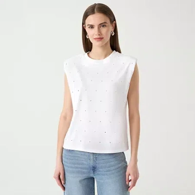Rm Rebecca Minkoff Womens Crew Neck Short Sleeve T-shirt In White