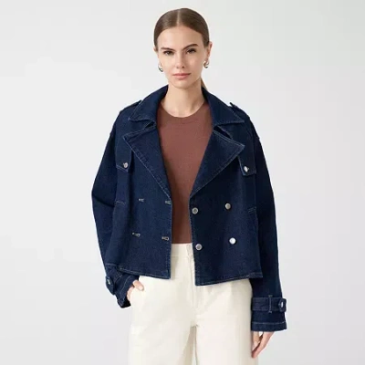 Rm Rebecca Minkoff Womens Denim Lightweight Trench Jacket In Blue