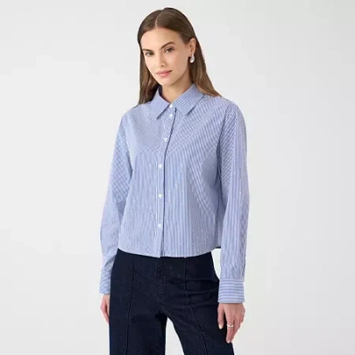 Rm Rebecca Minkoff Womens Drop Shoulder Bracelet Length Boxy Fit Button-down Shirt In Black