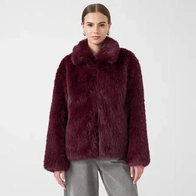 Rm Rebecca Minkoff Womens Faux Fur Coat In Red